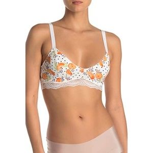 Free People NWT Mari Printed Bralette Orange Slices Adjustable Ivory XSmall New